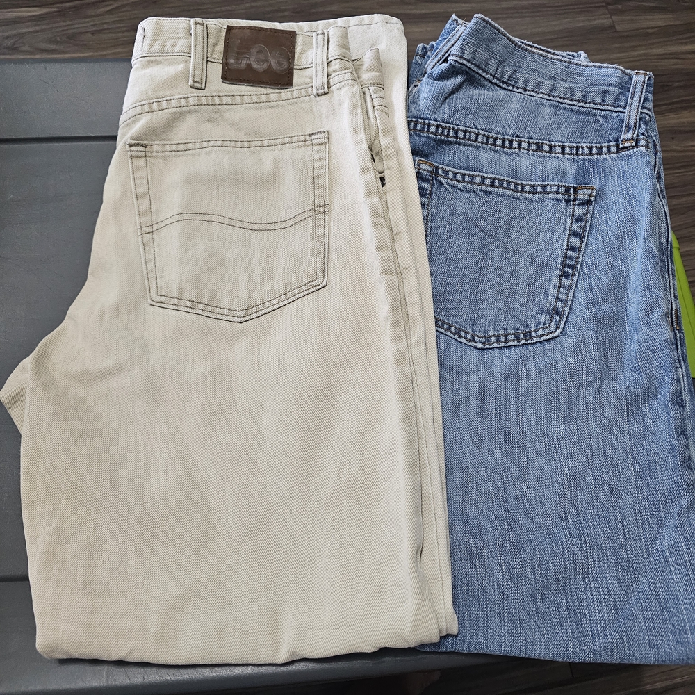 Lee Tan and Blue Classic Denim Jeans